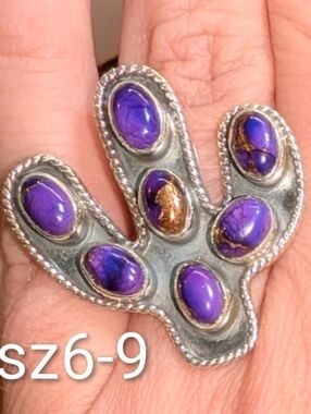 Purple Mojave Turquoise Cactus Sterling Ring
